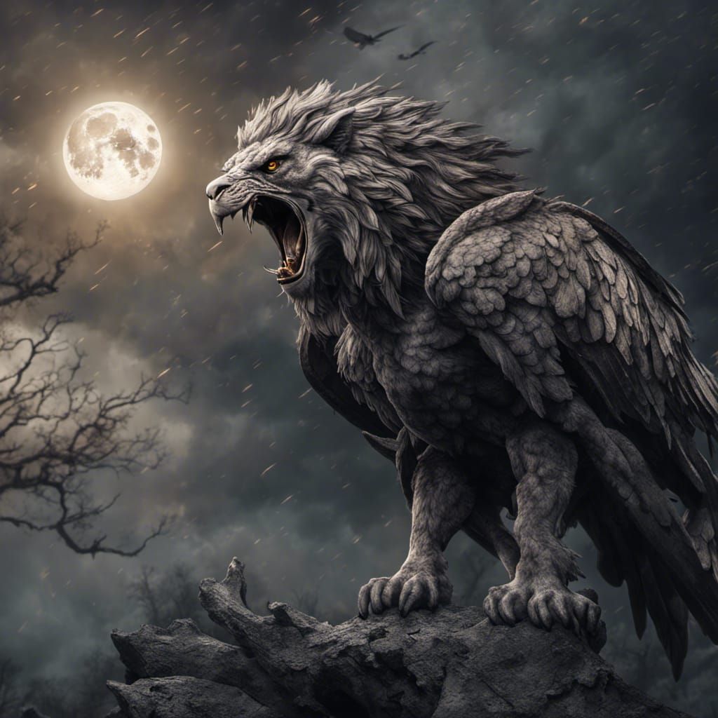 Terrifying Griffin Eagle Lion Hybrid in HDR