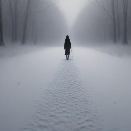 Mysterious Woman Approaches Heaven in Oil Painting