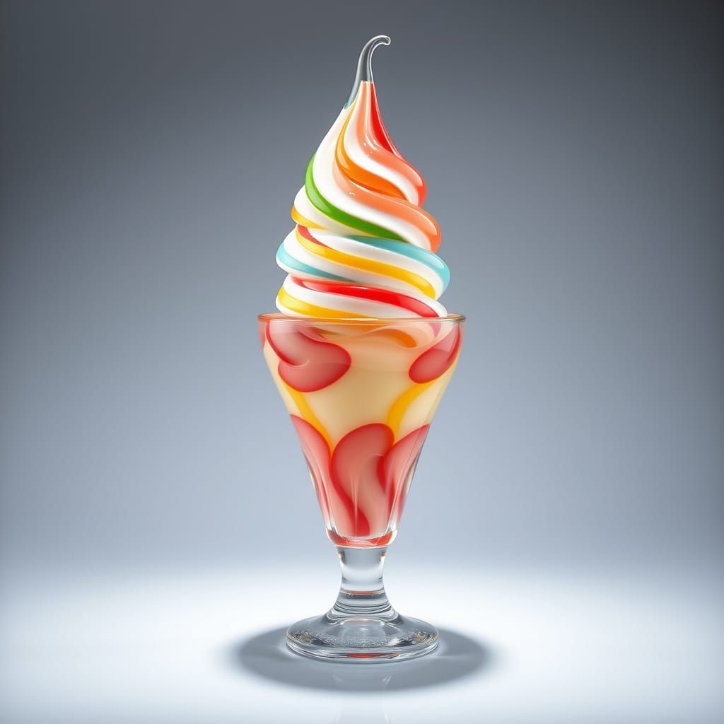 Vivid Murano Glass Ice Cream Sundae Figurine