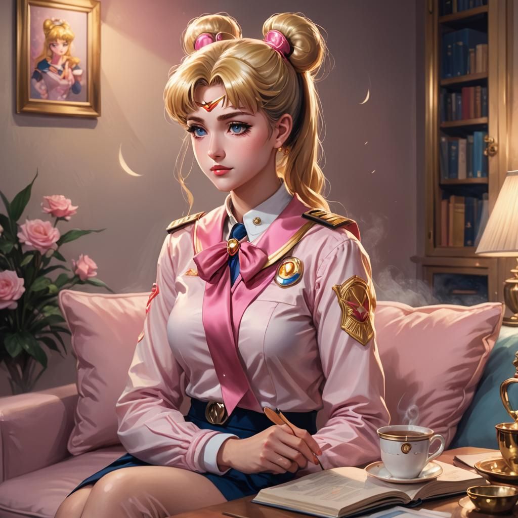 Sailor Moon Inspired Comms Officer in Cozy Scene