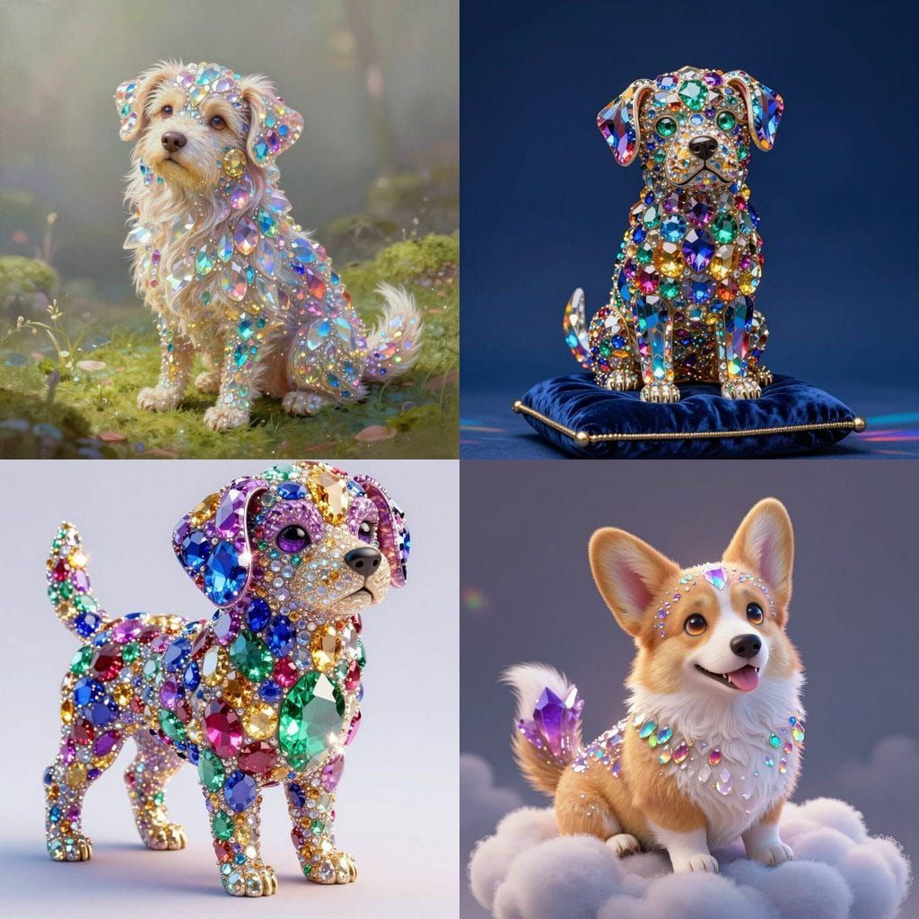Rainbow Gemstone Dog Portrait