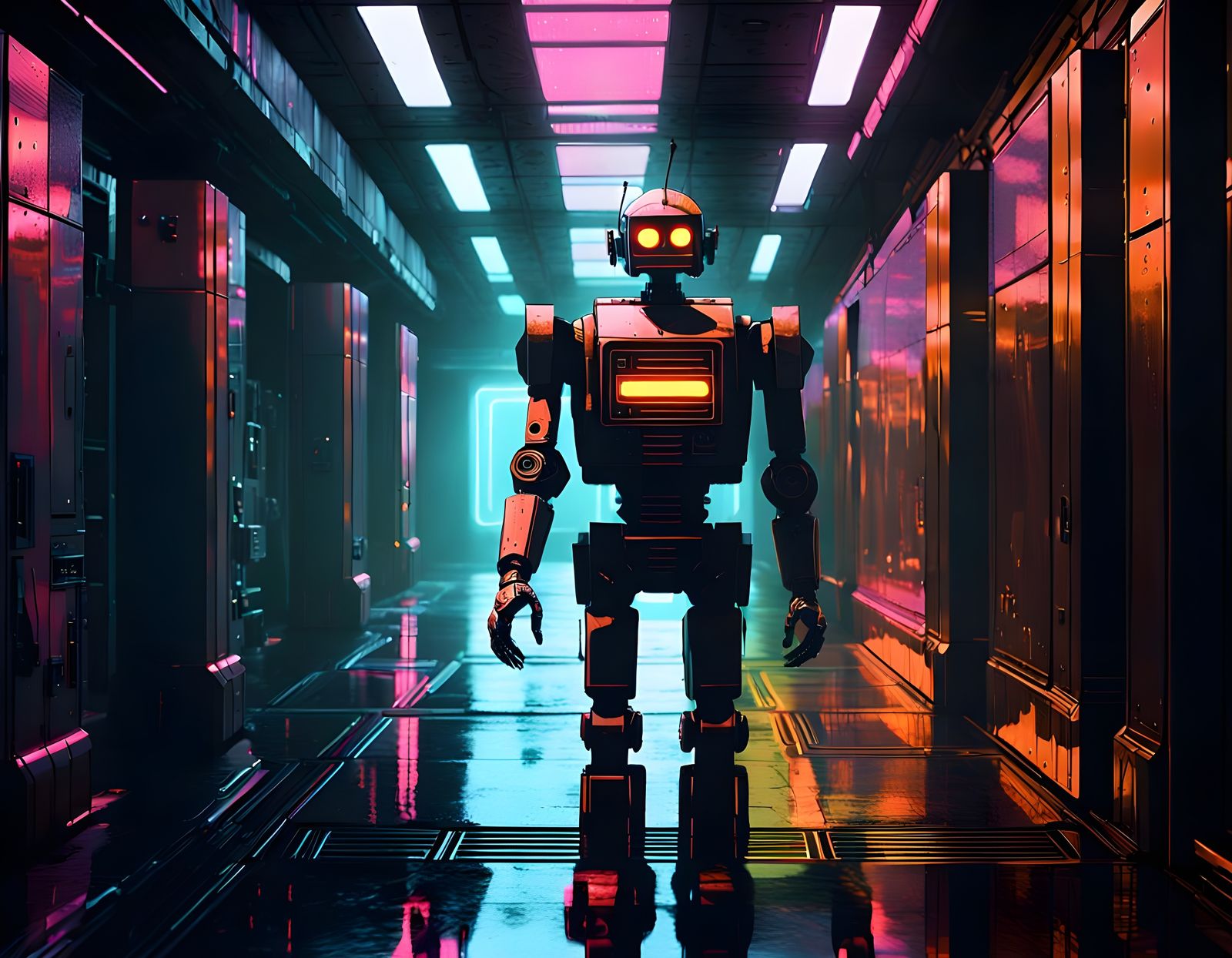 Cyberpunk Robot in Focused Concept Art