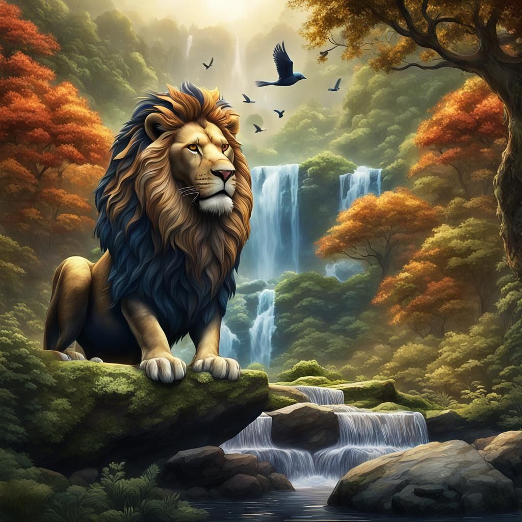 Lion Heart Waterfall in Dramatic 3D Rendering