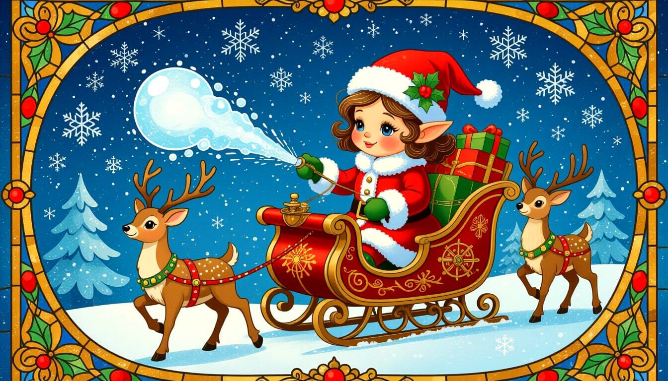 Steampunk Elf in Snow Globe Mosaic Art