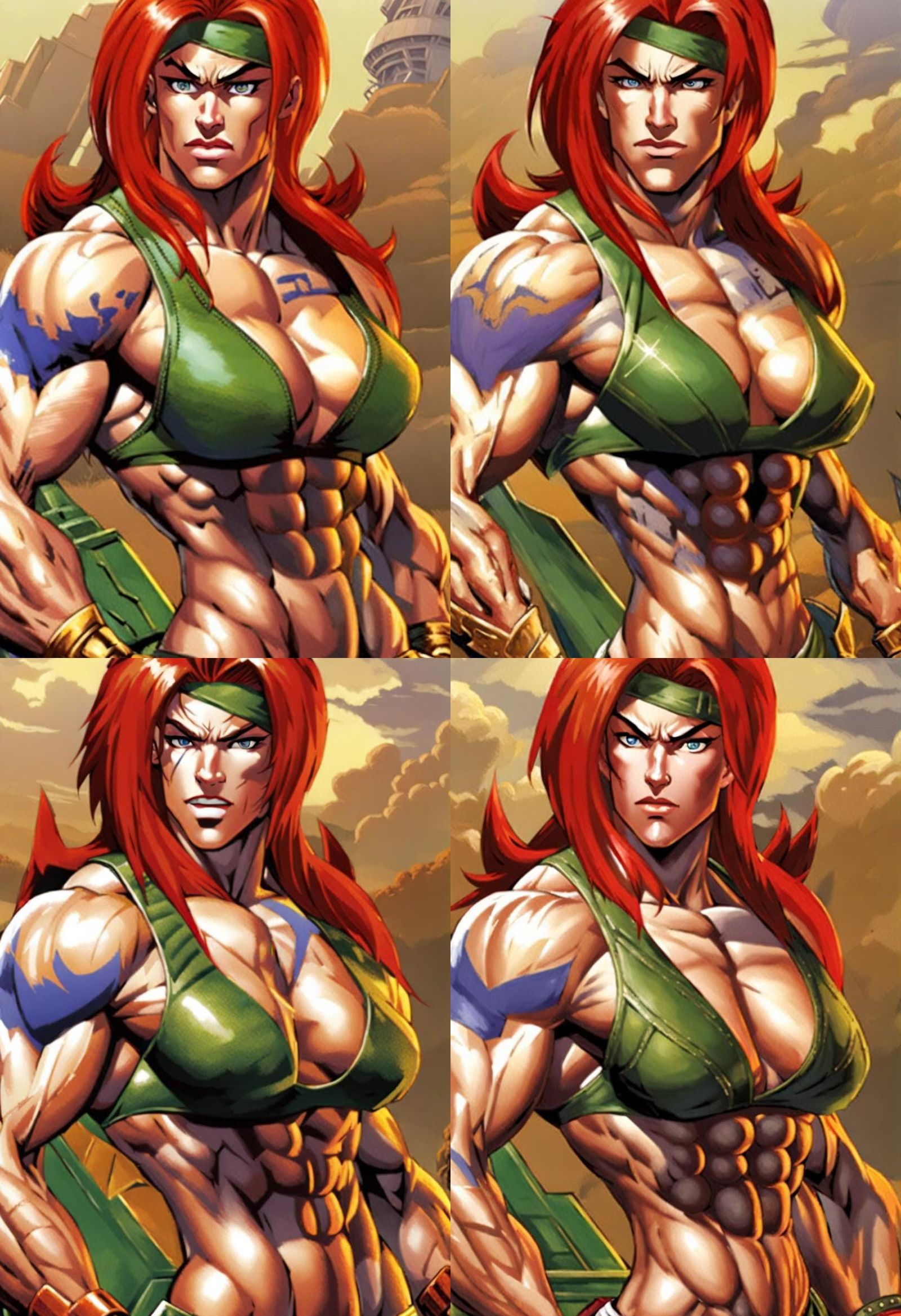 Female Bodybuilder as Video Game Character in Comic Style