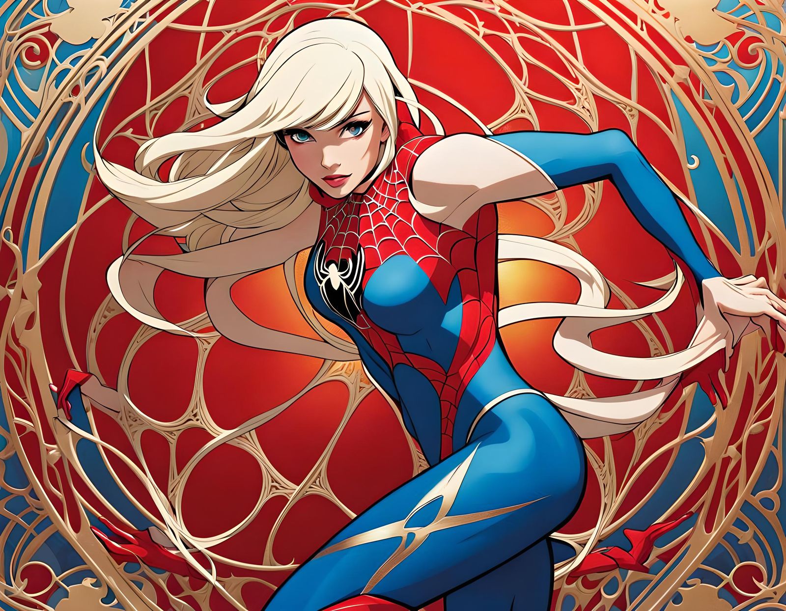 Spider Gwen in Bikini, Anime Oil Painting Style