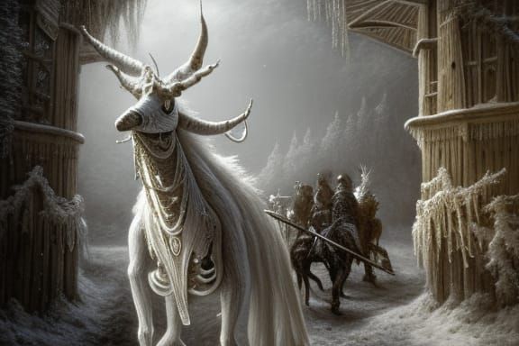 Hyper-Realistic Portrait of Mari Lwyd in Winter