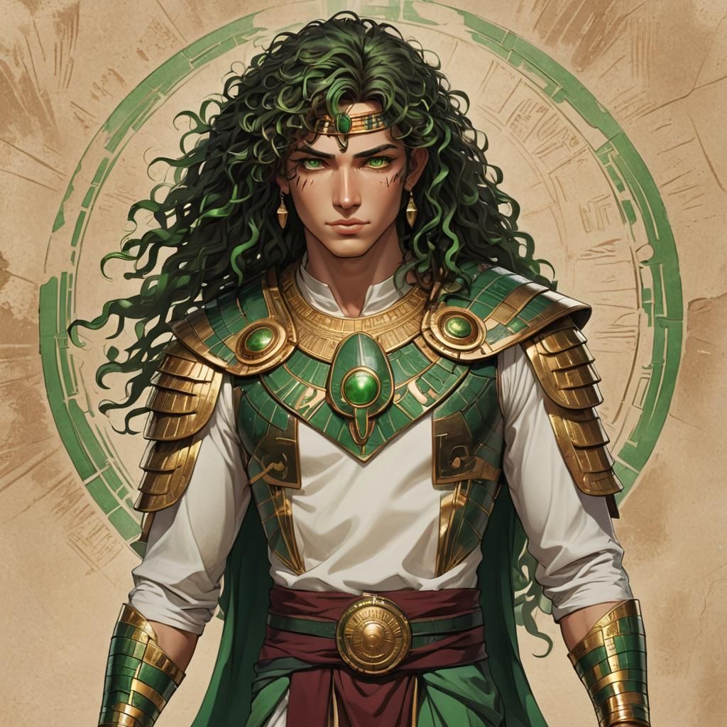 Egyptian Crocodile Deity in Anime Style