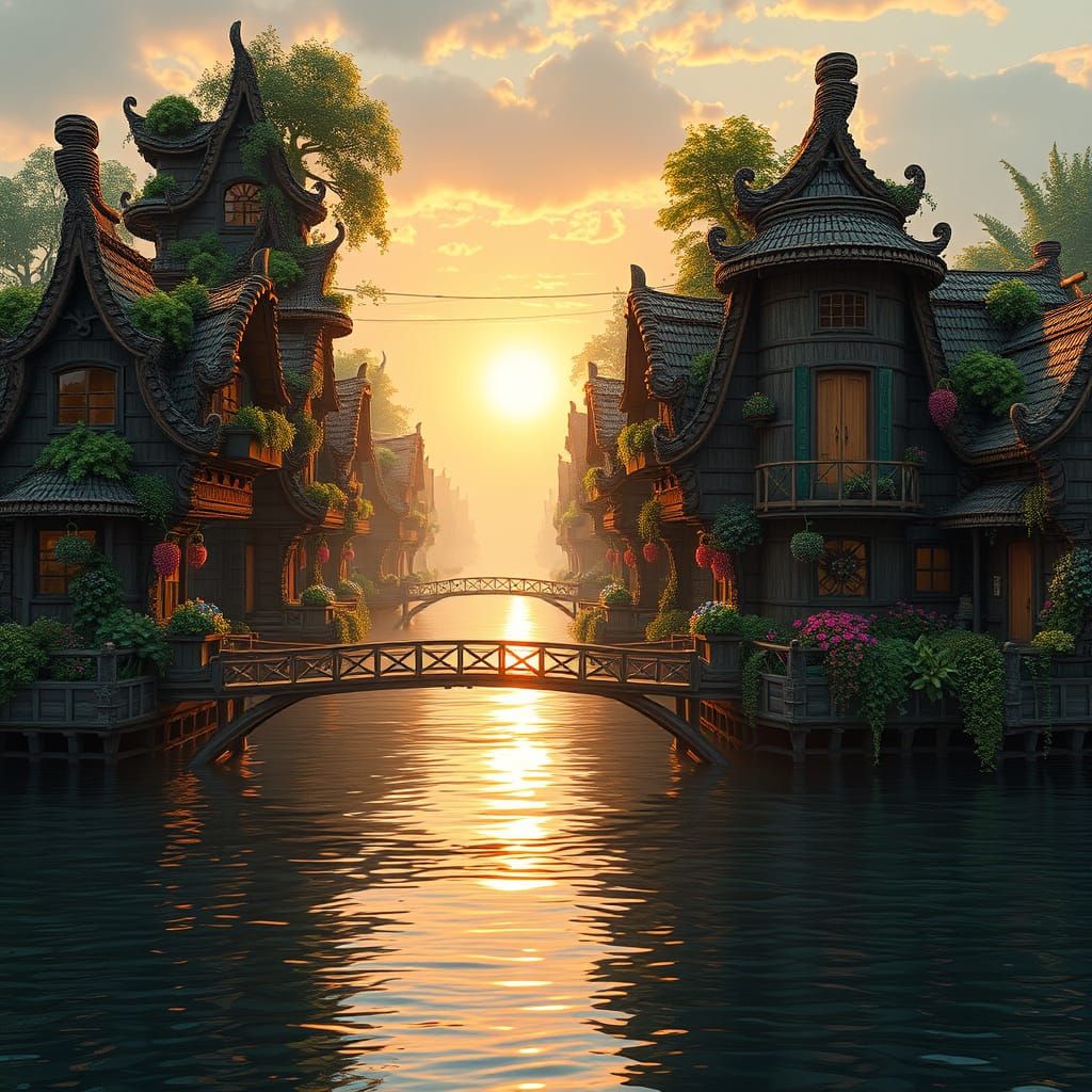 Floating Basket Village with Hanging Gardens