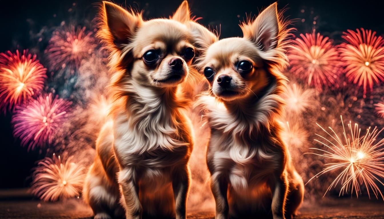 Chihuahua Shaped Fireworks: Hyperrealistic HDR Image