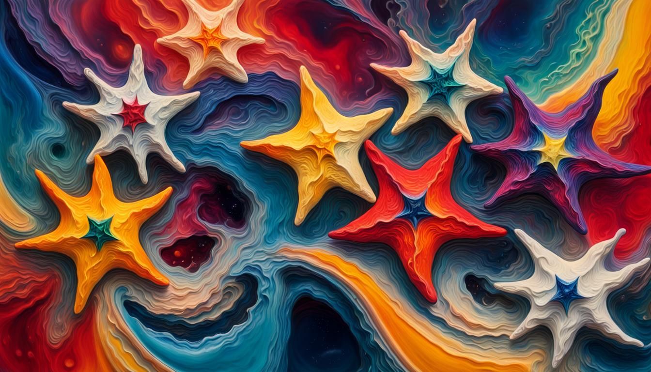 Celestial Stars in Bold Impasto Maelstrom