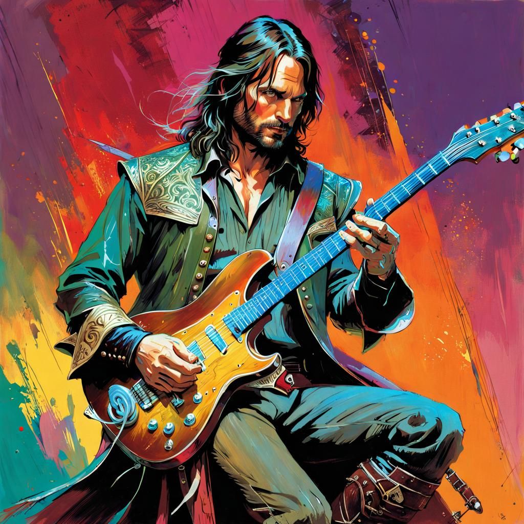 Aragorn Shreds: Electric Guitar Art