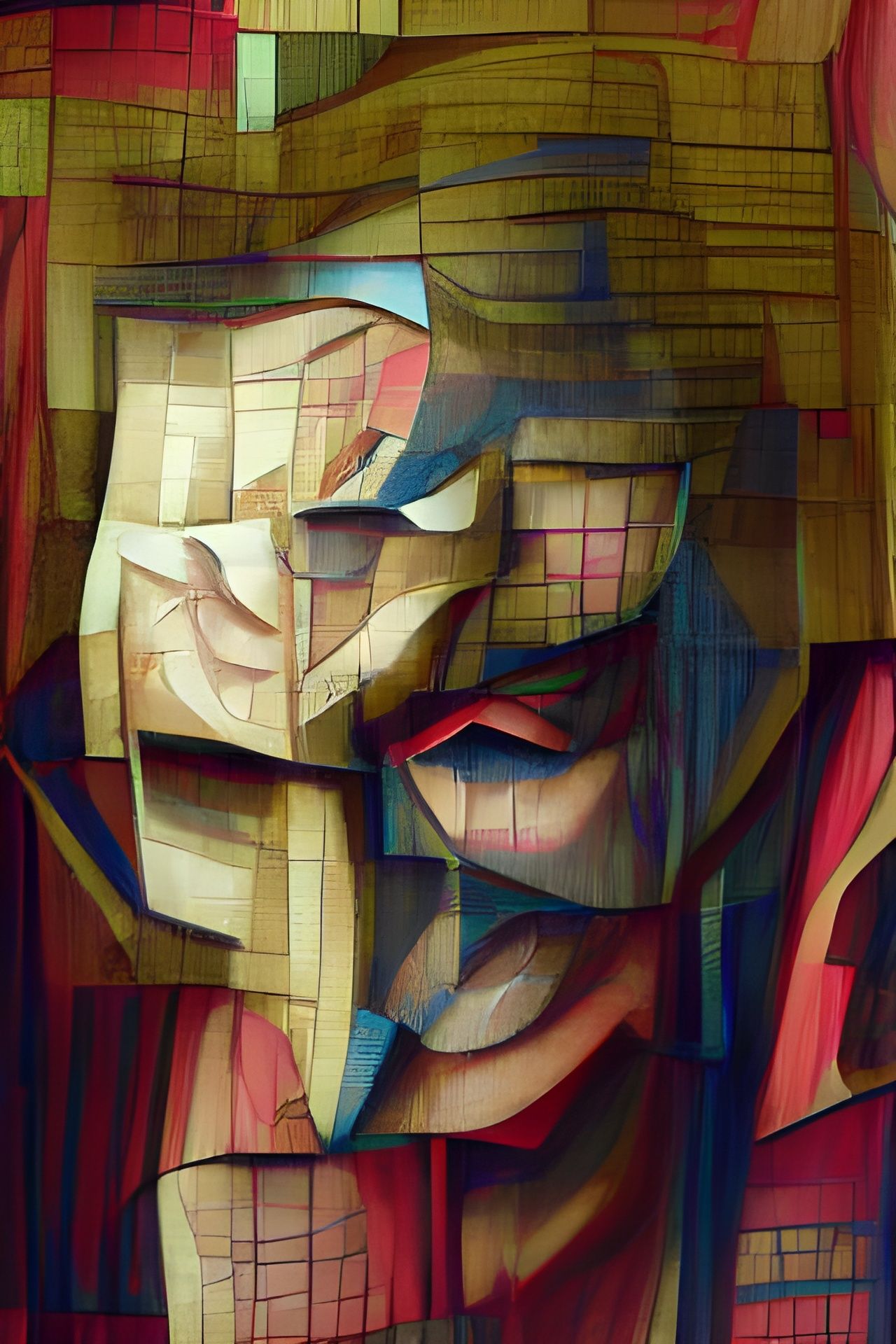 Joker Portrait in Sfumato Cubist Style