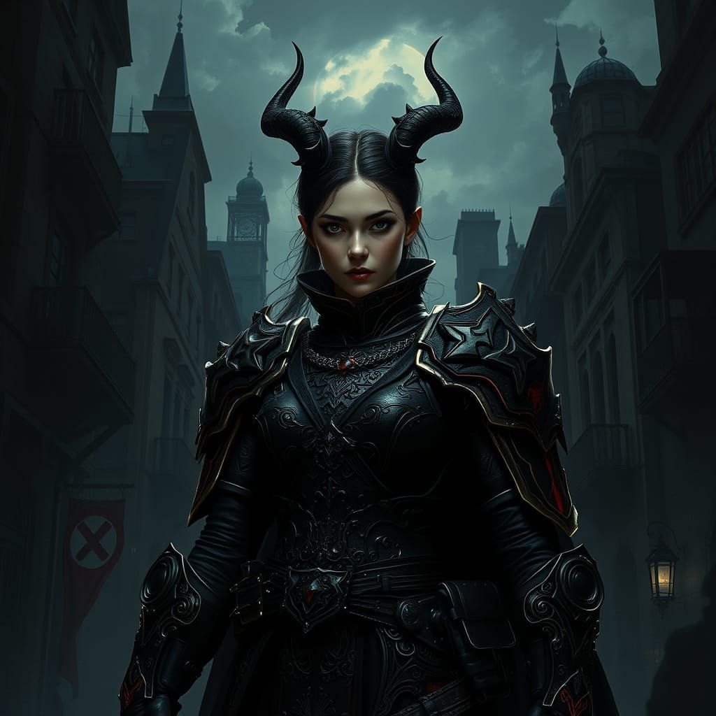 Cyberpunk Dúnedain Ranger in Dark, Gritty Neo-Noir Cityscape