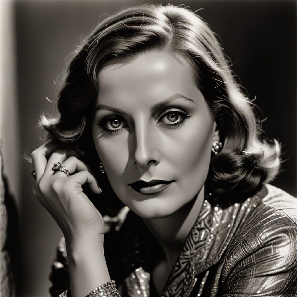 Greta Garbo Portrait in Classic Hollywood Style