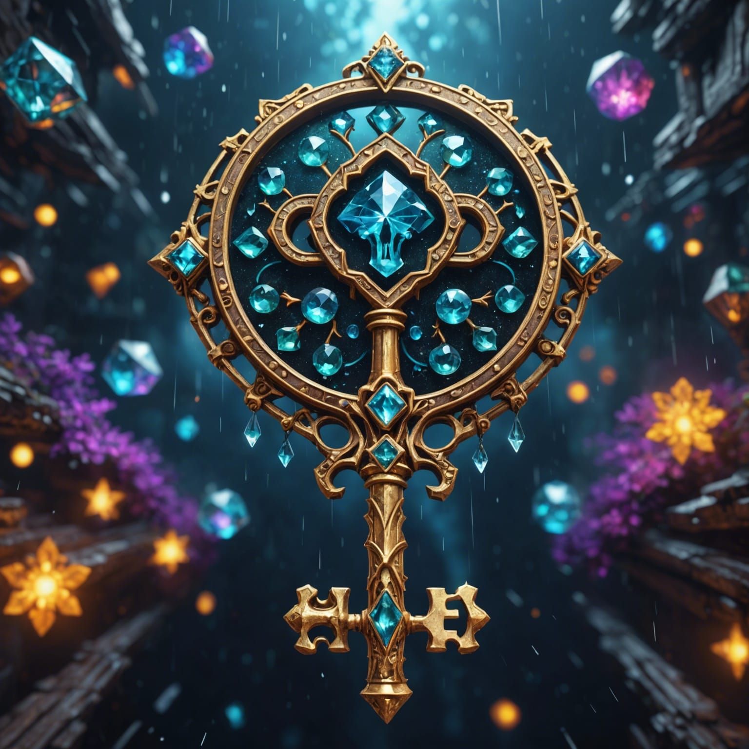 Kaleidoscopic Galaxy Skeleton Key in Detailed Matte Painting