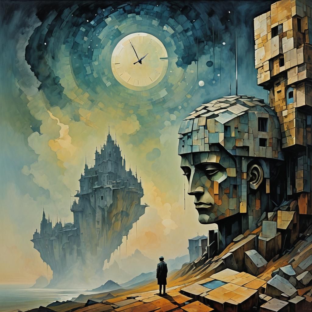 Cubist Time Passage in Acrylic Art