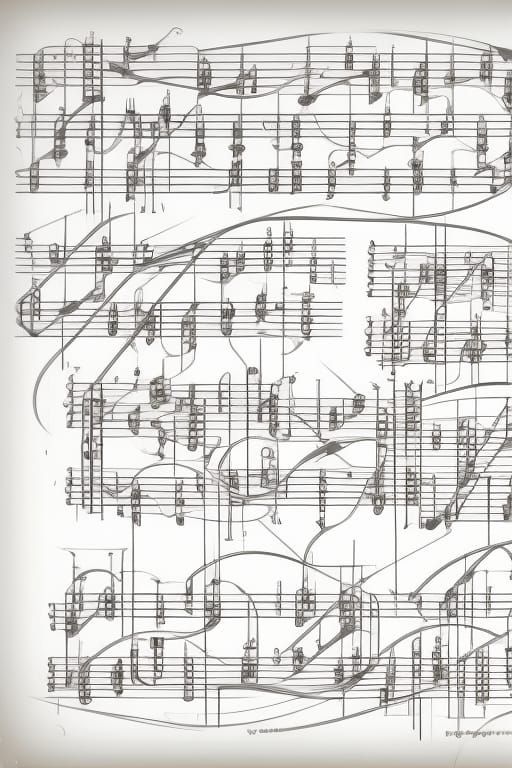 Abstract 3D Graphic Score in Black and White