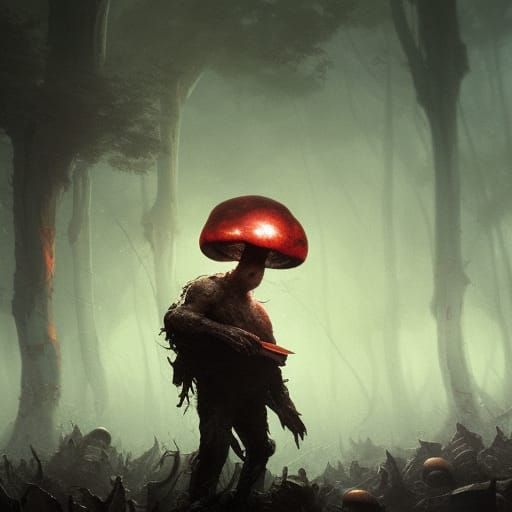 Surreal Mushroom Eye in Dark Fantasy Style