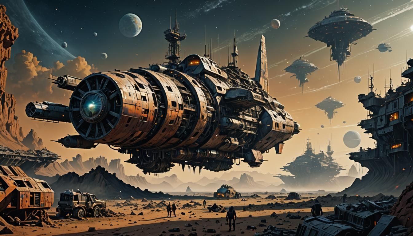 Starship Graveyards of Janus Deep in Cosmic Style