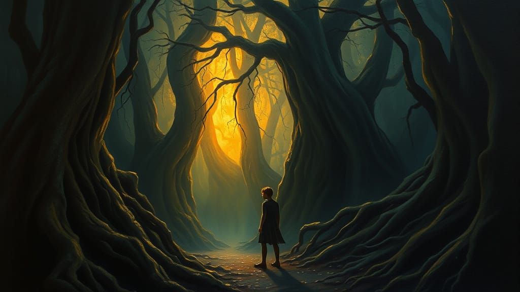 Surreal Landscape with Mystical Forest