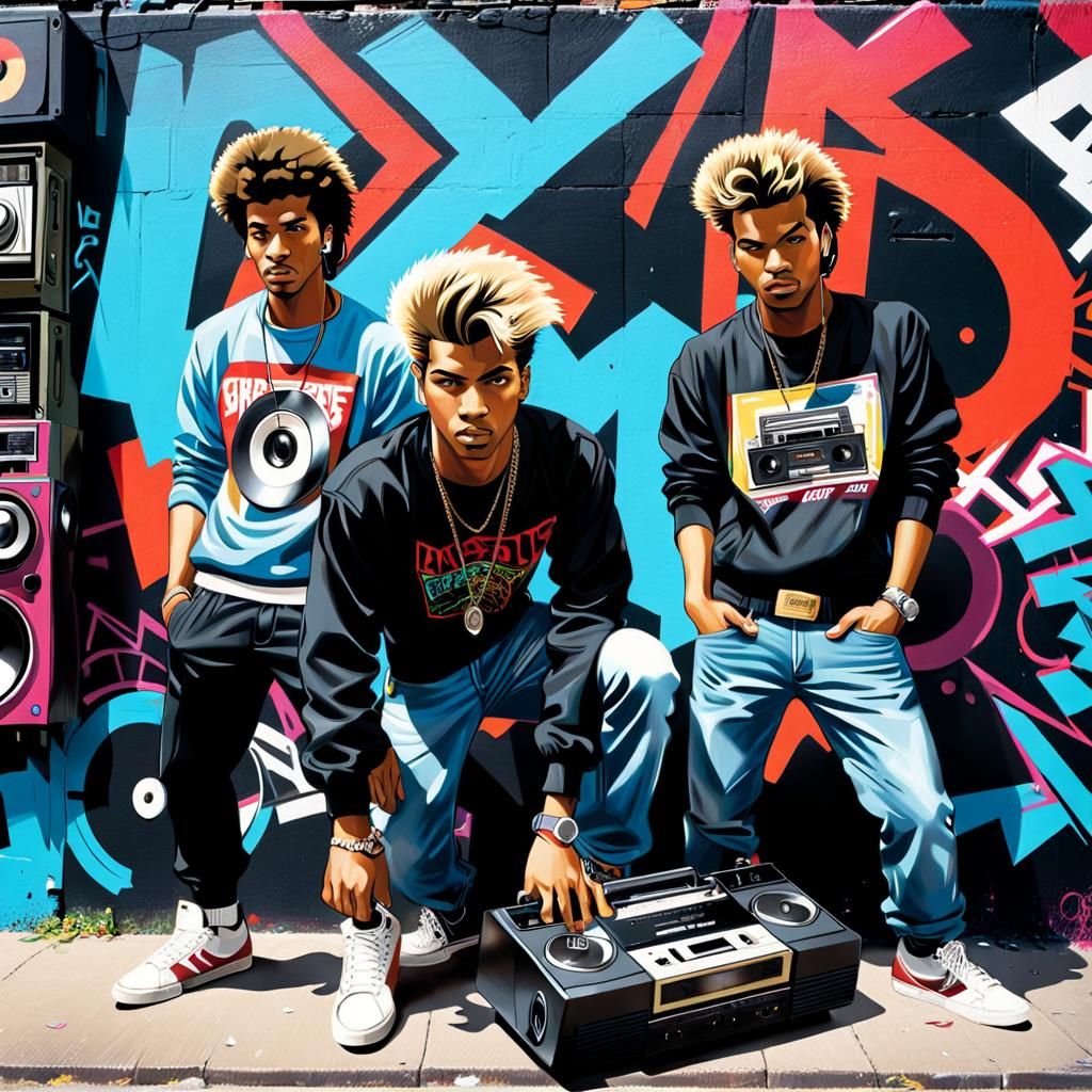 Breakdancing Boys in 1980s Graffiti Art