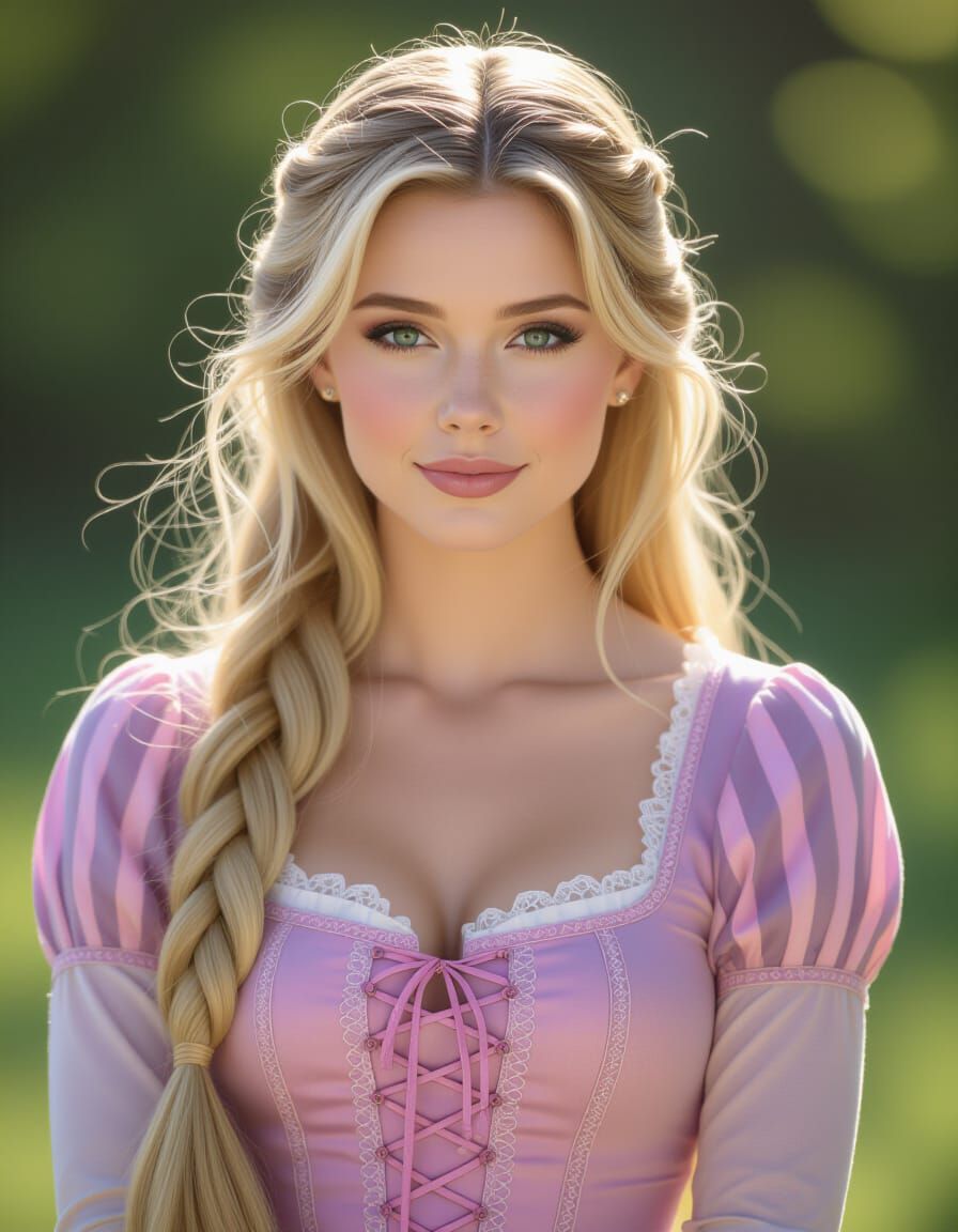 Photorealistic Rapunzel Letting Down Her Hair