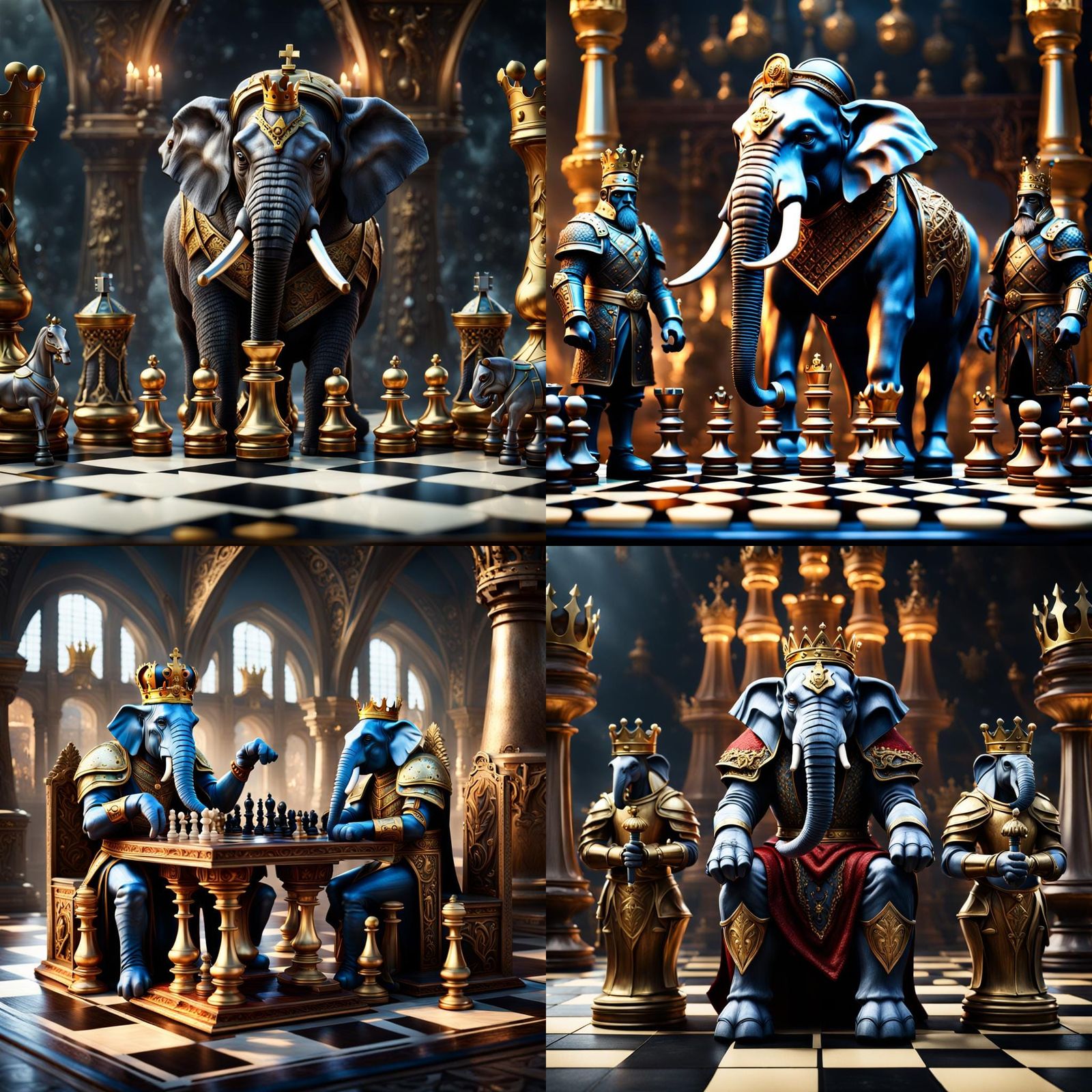 Chess Battle: Detailed Matte Painting in Deep Color