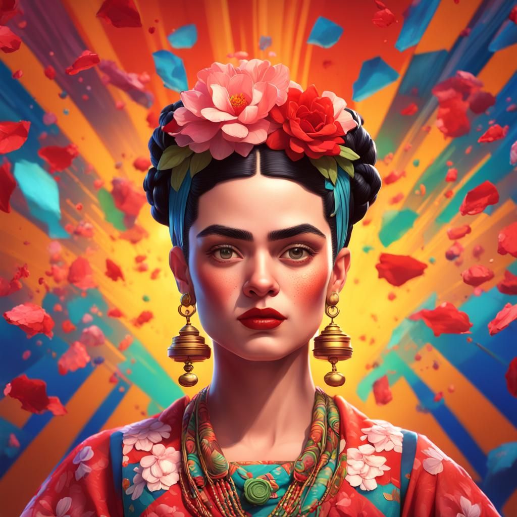 Betty Boop as Frida Kahlo: Art Nouveau Portrait