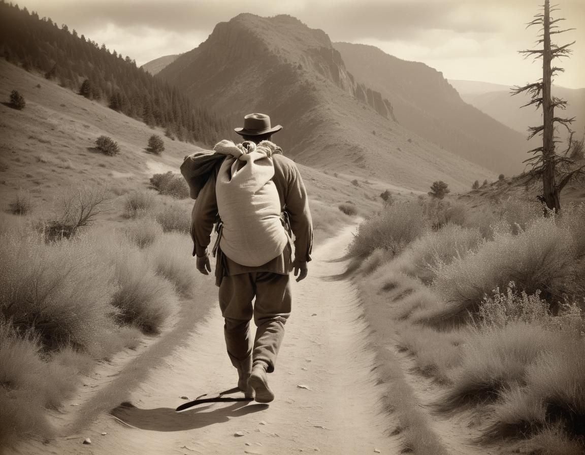 19th Century Man on Wilderness Trail Photograph