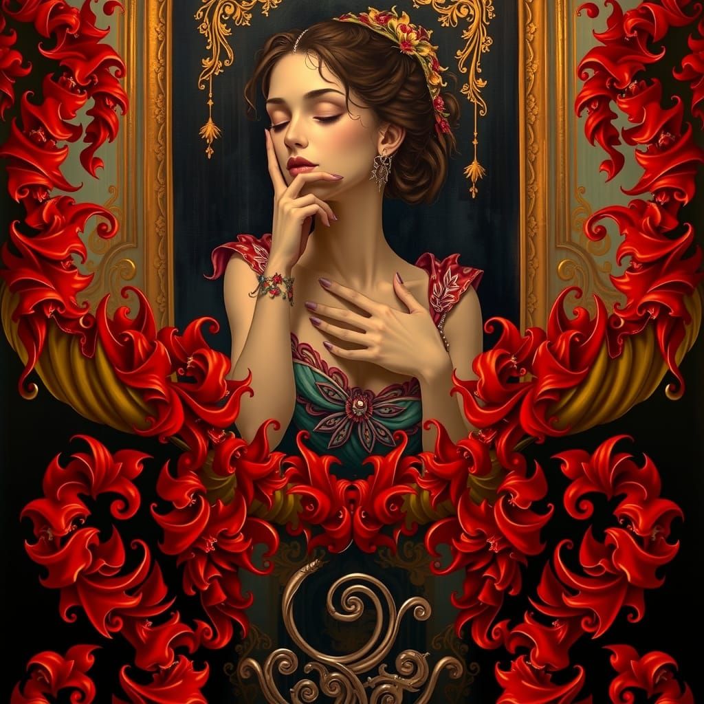 Great Fire of London in Klimt-Mucha Style