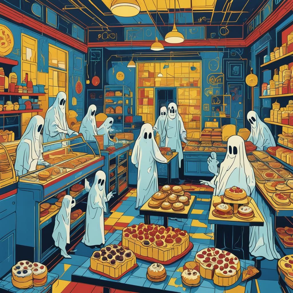 Ghosts in a Bakery: Pop Art Screen Print