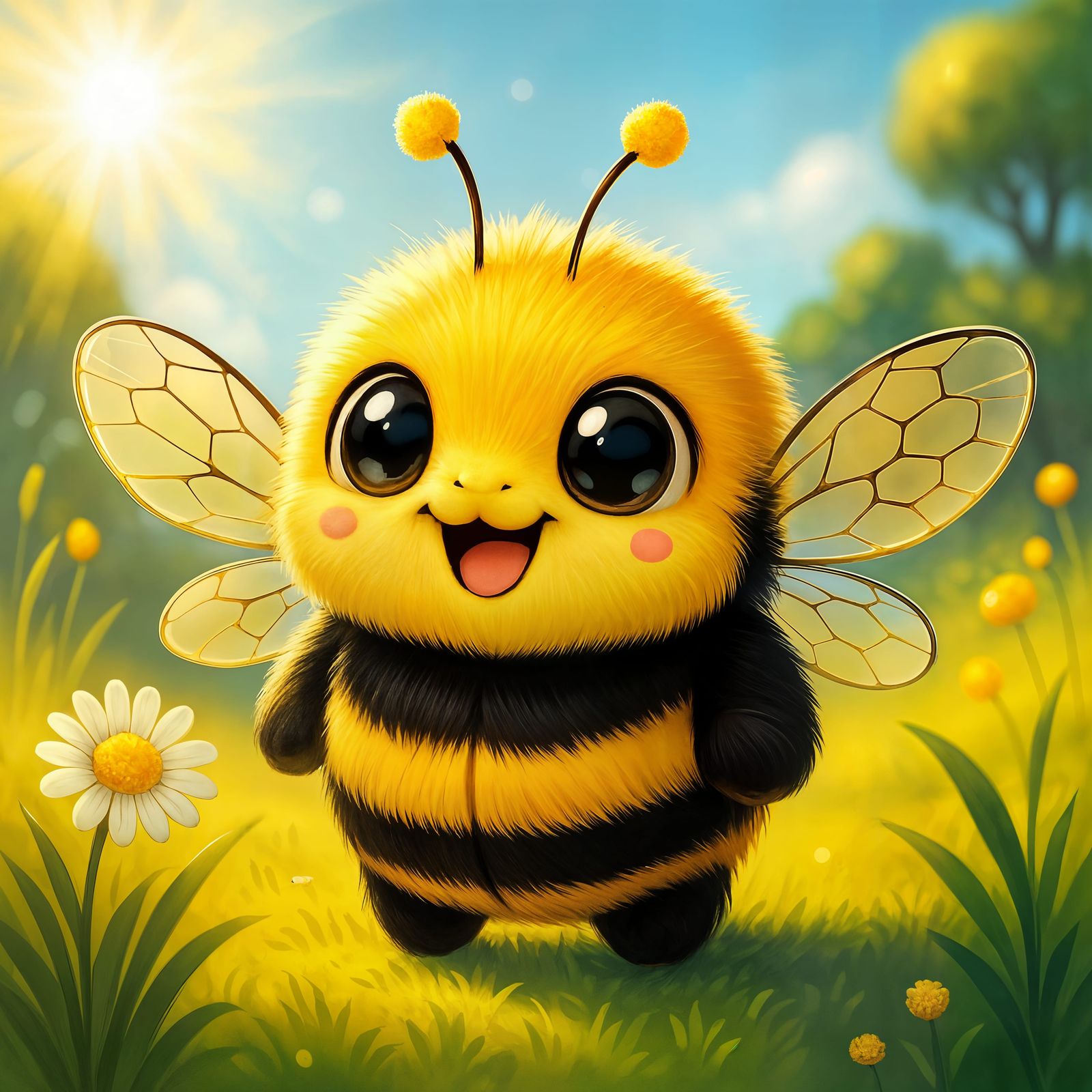Adorable Chibi Bumblebee on a Sunny Day