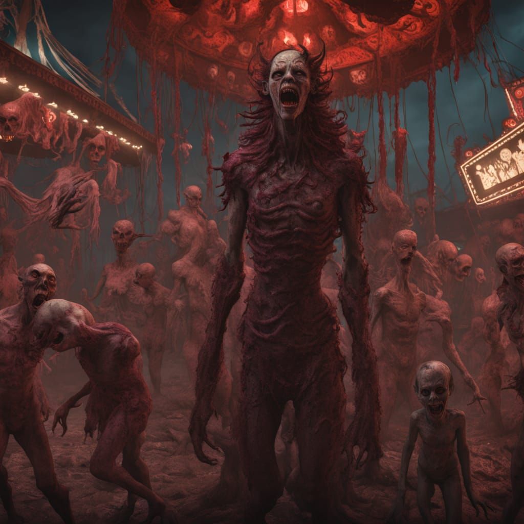Dark Carnival Masterpiece: Grotesque Horror in 8K Resolution