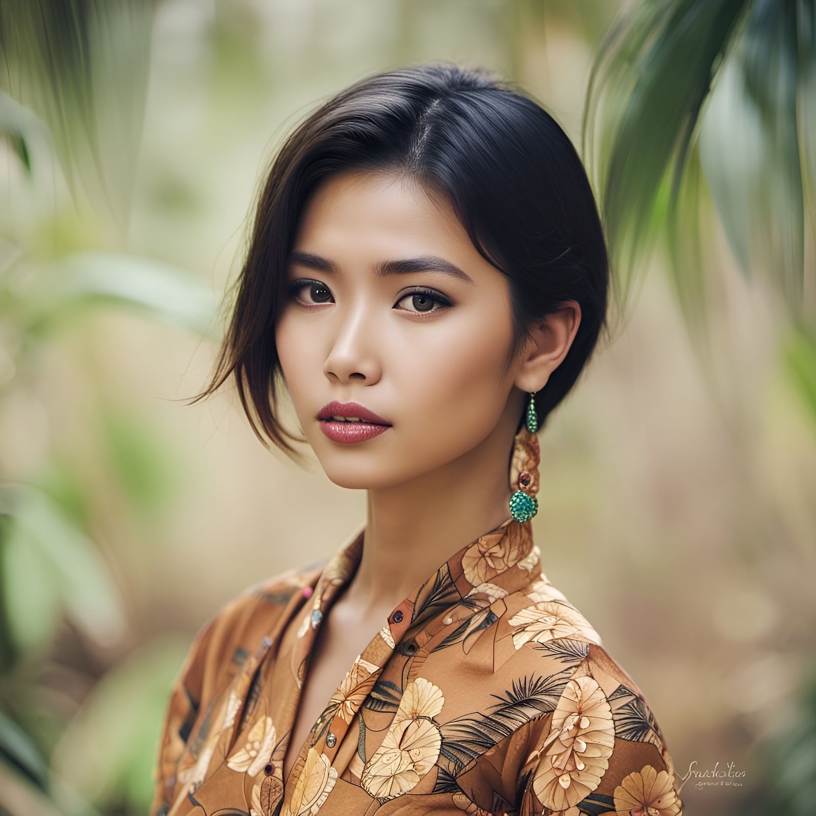 Stunning Indonesian Woman in Tropical Landscape