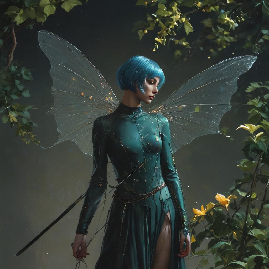 Serene Fantasy Elf Maiden in Whimsical Comic Book Style