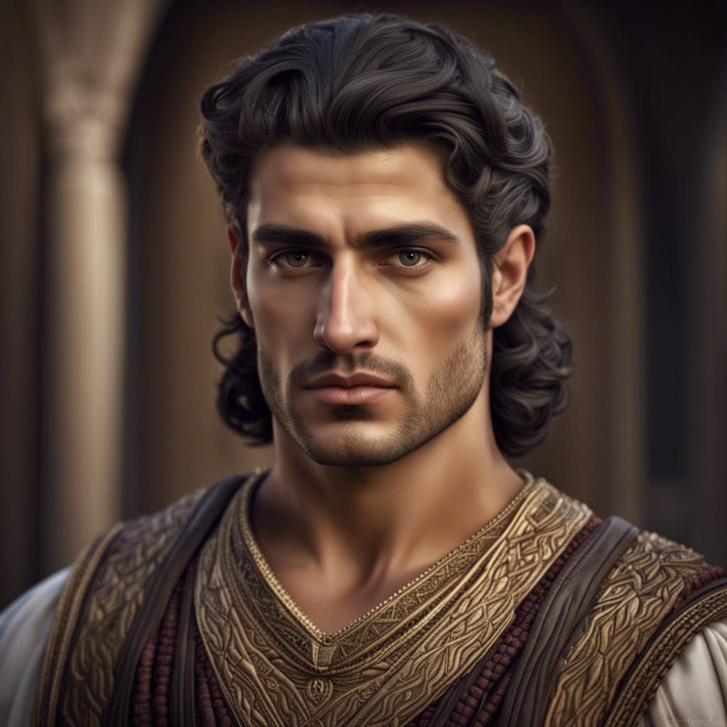 Handsome Assyrian Man with Greco-Roman Hairstyle