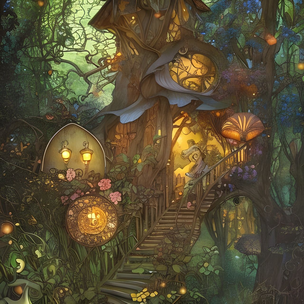 Fairy Tale Stairway to Elvish Treehouse