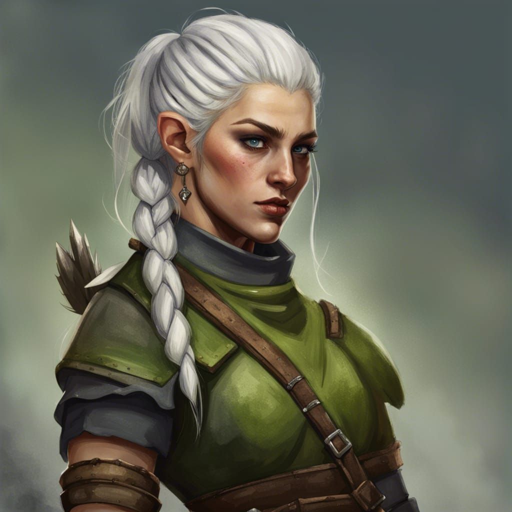 Half-Orc Barbarian Woman: Fantasy Concept Art