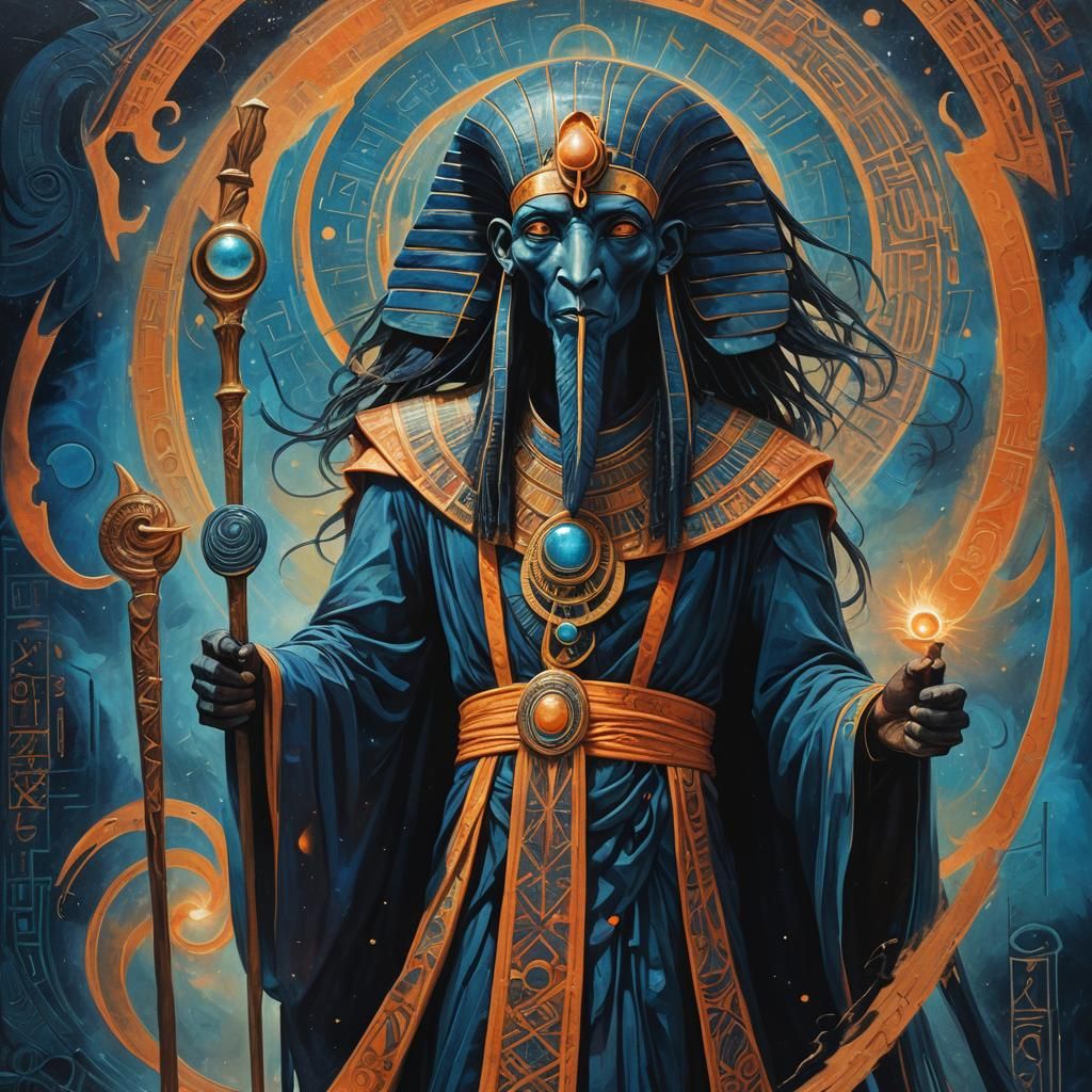 Surreal Thoth Portrait in Mystical Atmosphere