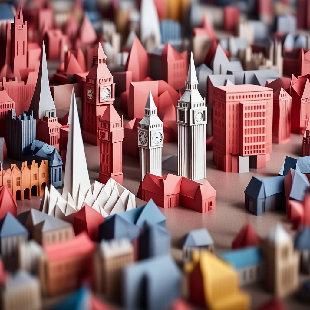 Origami London City Papercraft in Soft Focus