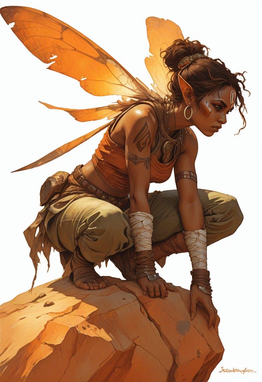 Australian Aboriginal Pixie Woman Sits Heroically in Cinemat...