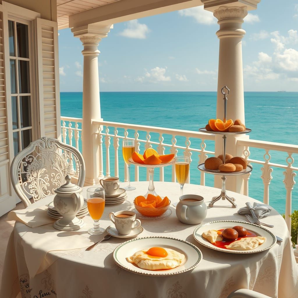 Elegant Morning on a Turquoise Veranda