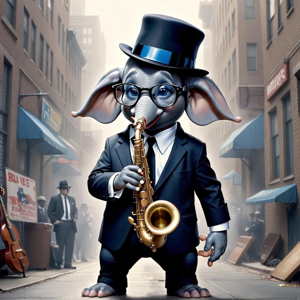 Dumbo as a Blues Brother Saxophonist