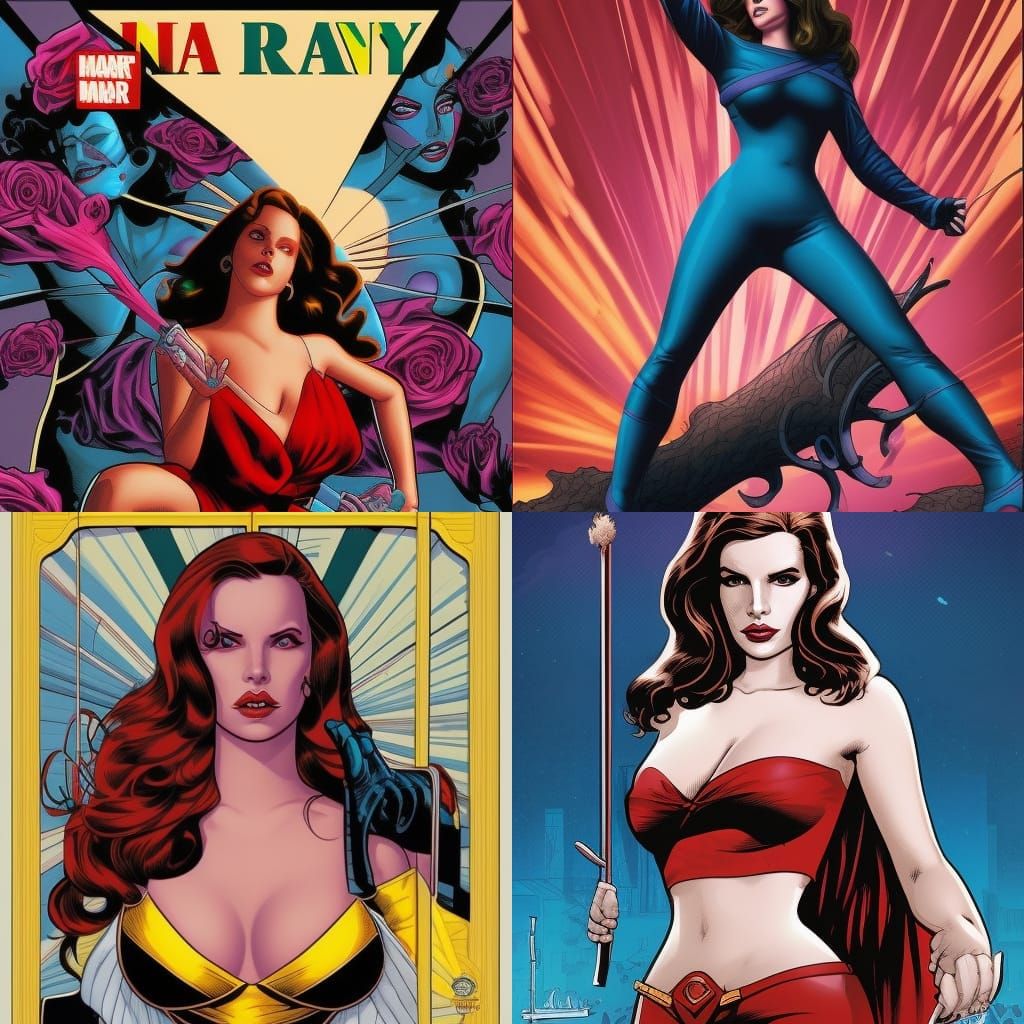 Lana Del Rey as Superhero Comic Art
