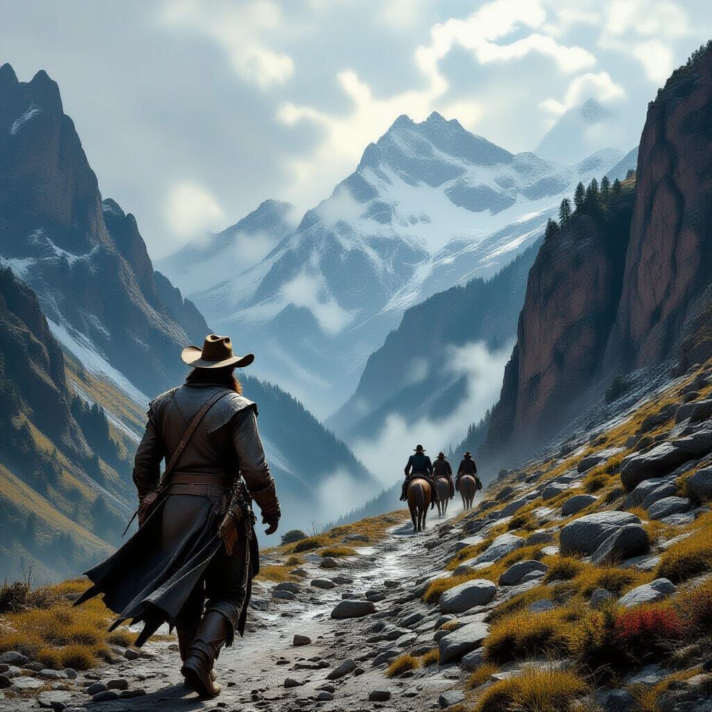 Dramatic Mountain Pass Inspired by Bierstadt