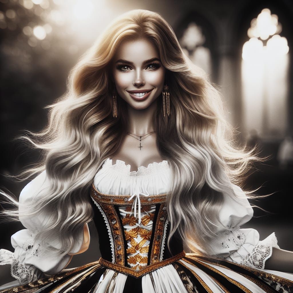 Hungarian Woman in Folk Costume, Cinematic Film Still