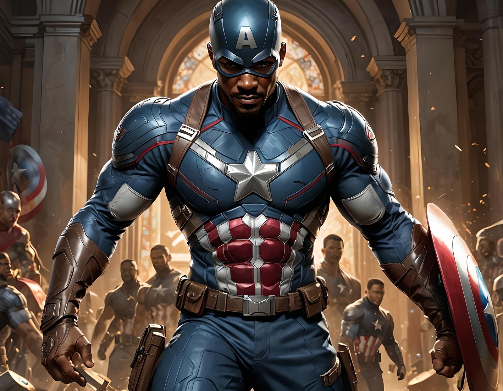 Captain America Portrait in Dynamic Lighting Style
