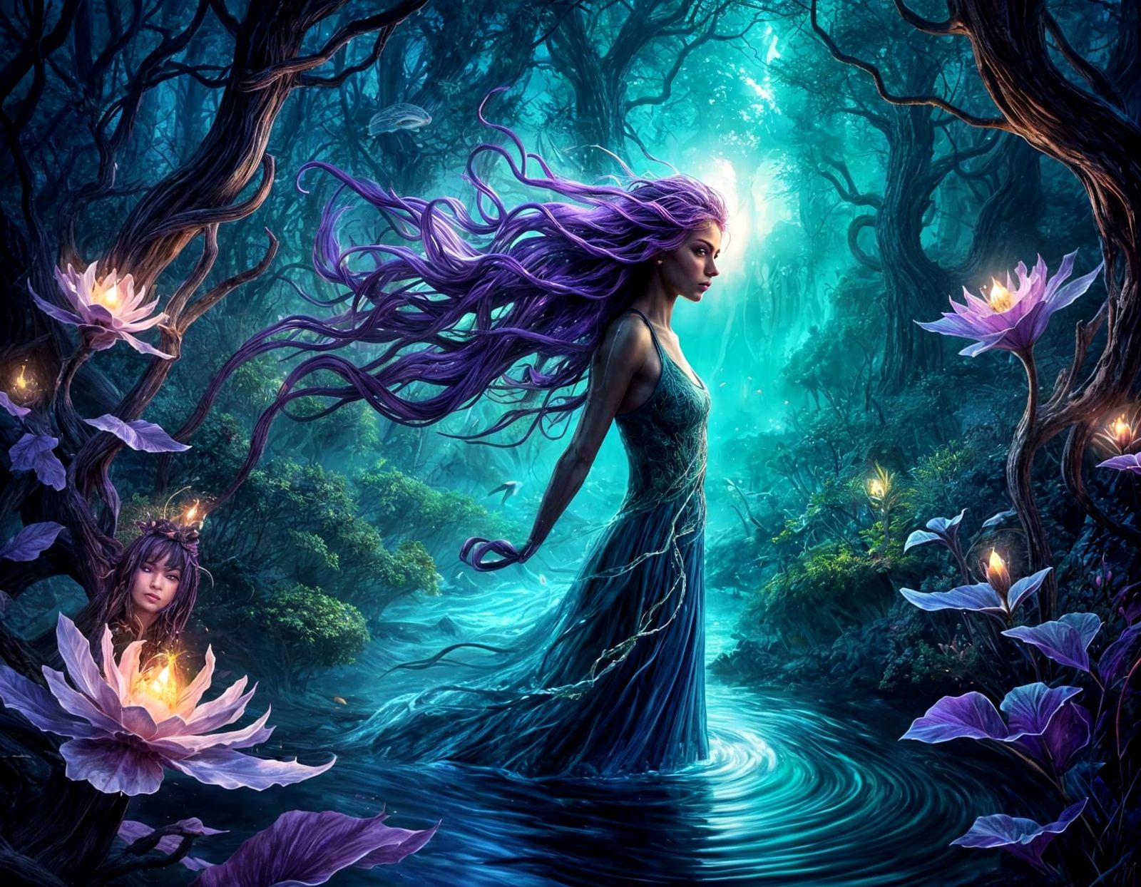 Zephyr Aubergine Naiad in Ethereal Style