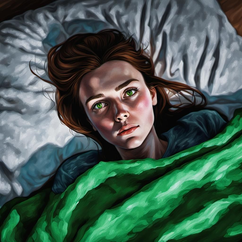 Hyperrealistic Portrait: Irish Woman in Bed